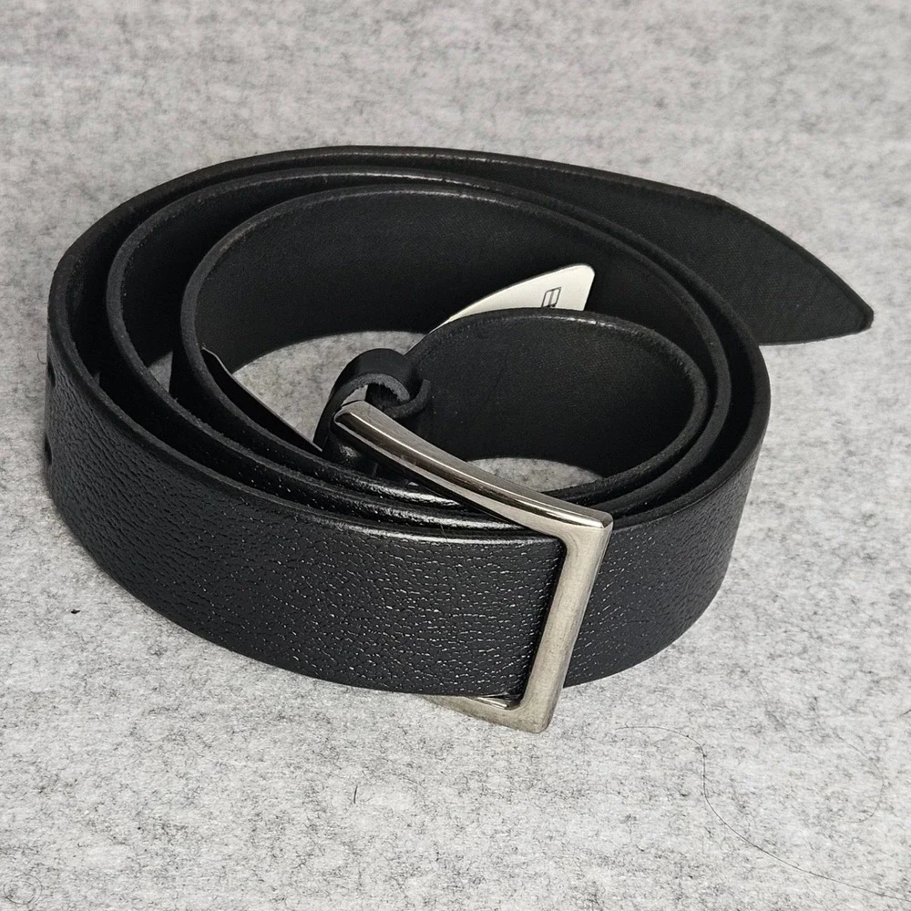 Tasma Deri Mens Black Leather Double Prong Buckle Belt A673 53 Inch